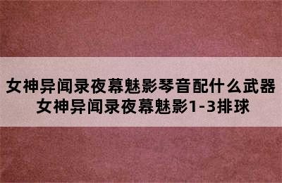 女神异闻录夜幕魅影琴音配什么武器 女神异闻录夜幕魅影1-3排球